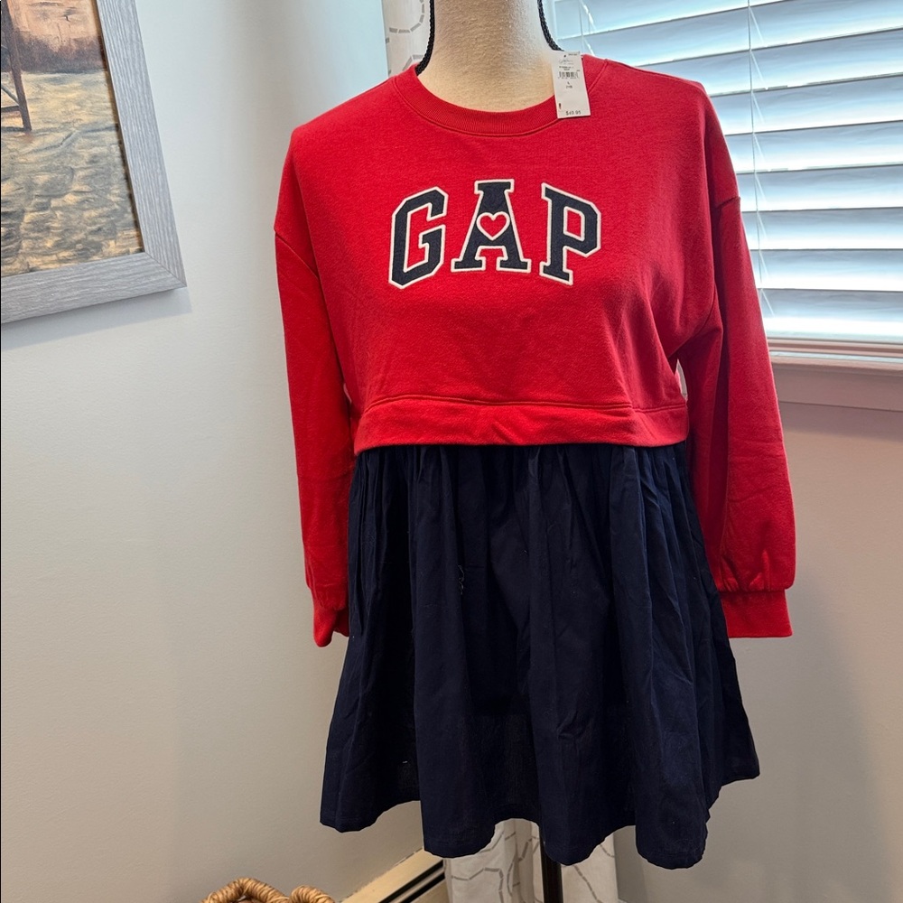 GAP Red and Navy Sweatshirt Dress